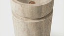 Troia Light Travertine Designer Pedestal Stand-Alone Fluted Sink (W)18" (L)18" (H)33"