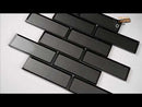 Metallic Gray Bevel Subway 11.73"x11.73" Glass Mesh-Mounted Mosaic Tile 2"x6" - MSI Collection