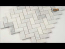 Arabescato Carrara Herringbone Pattern 11.63" x 11.63" Honed Marble Mesh-Mounted Mosaic Tile Pattern-MSI Collection