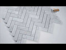 Carrrara White Herringbone 12"x12" Polished Marble Mesh-Mounted Mosaic Tile 1"x3"-MSI Collection