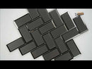 Metallic Gray Bevel Herringbone 11.08" x 13.86" Glass Mesh-Mounted Mosaic Tile 2" x 4"-MSI Collection