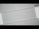 Oyster gray 4x12 glossy glass wall tile SMOT-GL-T-OYGR412 product shot multiple tiles wall view