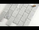 Carrara White 12"x12" Polished Marble Mesh-Mounted Mosaic Floor and Wall Tile 2"x4" - MSI Collection