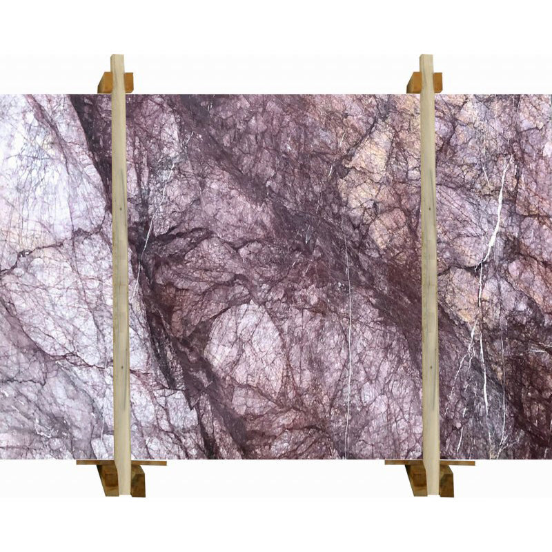 purple lilac marble slabs polished 2cm slabs packed on wooden bundle front view