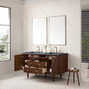 James Martin Amberly 60" Dual Mount Double Bathroom Vanity, Mid-Century Walnut