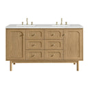 James Martin Laurent 60" Dual Mount Double Bathroom Vanity, Light Natural Oak