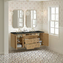 James Martin Laurent 60" Dual Mount Double Bathroom Vanity, Light Natural Oak