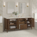 James Martin Myrrin 72" Double Bathroom Vanity, Mid-Century Walnut