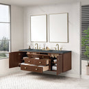 James Martin Amberly 72" Dual Mount Double Bathroom Vanity, Mid-Century Walnut