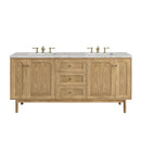 James Martin Laurent 72" Dual Mount Double Bathroom Vanity, Light Natural Oak