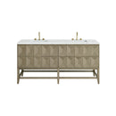 James Martin Emmeline 72" Double Bathroom Vanity, Pebble Oak