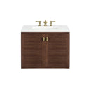 James Martin Amberly 30" Dual Mount Single Bathroom Vanity, Mid-Century Walnut