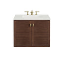 James Martin Amberly 30" Dual Mount Single Bathroom Vanity, Mid-Century Walnut