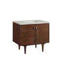 James Martin Amberly 36" Dual Mount Single Bathroom Vanity, Mid-Century Walnut