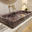 Rosso Levanto Marble Rectangular Wall-mount Sink (W)20" (L)48" (H)5"