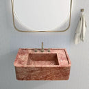 Red Travertine Wall Mount Bathroom Sink Honed 16x30
