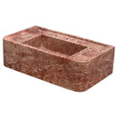 Red Travertine Wall Mount Bathroom Sink Honed 16x30