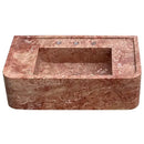 Red Travertine Wall Mount Bathroom Sink Honed 16x30