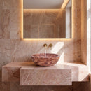 Red Travertine Natural Stone Vessel Sink Honed/Matte (D)16" (H)6"