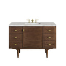 James Martin Amberly 48" Dual Mount Single Bathroom Vanity, Mid-Century Walnut