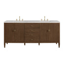 James Martin Myrrin 72" Double Bathroom Vanity, Mid-Century Walnut