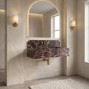 Rosso Levanto Marble Wall-mount Bathroom Sink with 11" Backsplash (W)16" (L)30" (H)12"