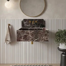 Rosso Levanto Wall Mount Marble Bathroom Sink With Backsplash 30 x 16