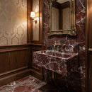 Rosso Levanto Wall Mount Marble Bathroom Sink With Backsplash 30 x 16