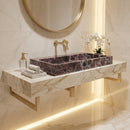 Rosso Levanto Marble Rectangular Wall-mount Sink (W)20" (L)48" (H)5"