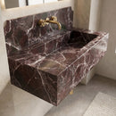 Rosso Levanto Marble Wall-mount Bathroom Sink with 11" Backsplash (W)16" (L)30" (H)12"