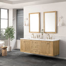 James Martin Laurent 72" Dual Mount Double Bathroom Vanity, Light Natural Oak