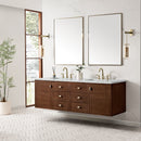 James Martin Amberly 72" Dual Mount Double Bathroom Vanity, Mid-Century Walnut