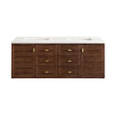 James Martin Amberly 60" Dual Mount Double Bathroom Vanity, Mid-Century Walnut