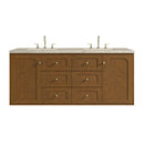 James Martin Laurent 60" Dual Mount Double Bathroom Vanity, Honey Oak