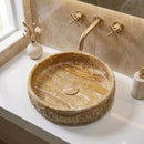 Scabos Gold Travertine Rustic Stone Above Vanity Bathroom Sink (D)18" (H)4"