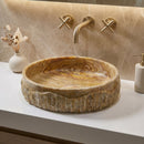 Scabos Gold Travertine Rustic Stone Above Vanity Bathroom Sink (D)18" (H)4"