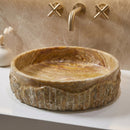 Scabos Gold Travertine Rustic Stone Above Vanity Bathroom Sink (D)18" (H)4"