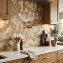Scabos Travertine Leaf Design on 12" x 12" Mesh Mosaic Tile