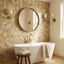 Scabos Travertine Leaf Design on 12" x 12" Mesh Mosaic Tile