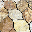Scabos Travertine Leaf Design on 12" x 12" Mesh Mosaic Tile