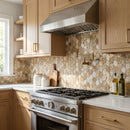 Scabos Travertine Leaf Design on 12" x 12" Mesh Mosaic Tile