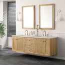 James Martin Laurent 72" Dual Mount Double Bathroom Vanity, Light Natural Oak