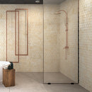 seabed limestone carved stone model HEXAGON 24x24 semi-polished installed on modern bathroom wall