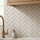 Shell Stone Limestone 1"x3" Herringbone on 12" x 12" Mesh Mosaic Tile