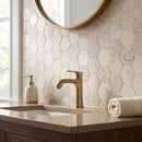 Shell Stone Limestone 2" Hexagon Honed on 12" x 12" Mesh Mosaic Tile