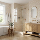 Shell Stone Limestone 2"x4" Brick Honed on 12" x 12" Mesh Mosaic Tile