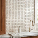 Shell Stone Limestone Basketweave Design on 12" x 12" Mesh Mosaic Tile