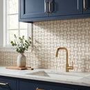 Shell Stone Limestone Basketweave Design on 12" x 12" Mesh Mosaic Tile