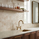 Shell Stone Limestone 2" Hexagon Honed on 12" x 12" Mesh Mosaic Tile