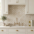 Shell Stone Limestone Laguna Design on 12" x 12" Mesh Mosaic Tile
